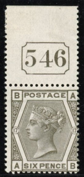 GREAT BRITAIN 1880 6d Deep grey PL17, SG146