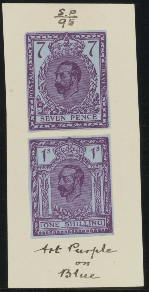 GREAT BRITAIN 1910 7d & 1s Hentschel colour essays