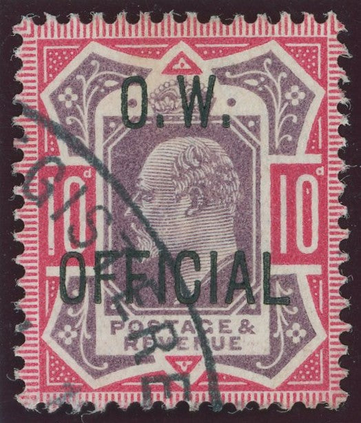 GREAT BRITAIN 1902 10d Dull purple & carmine, (OW Official), SGO40