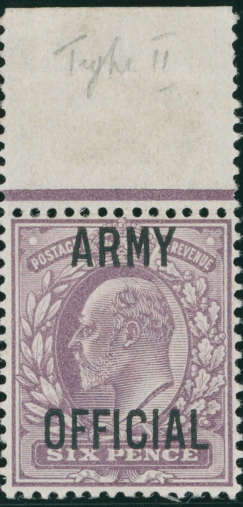 GREAT BRITAIN 1903 6d Pale dull purple (Army Official), SGO52