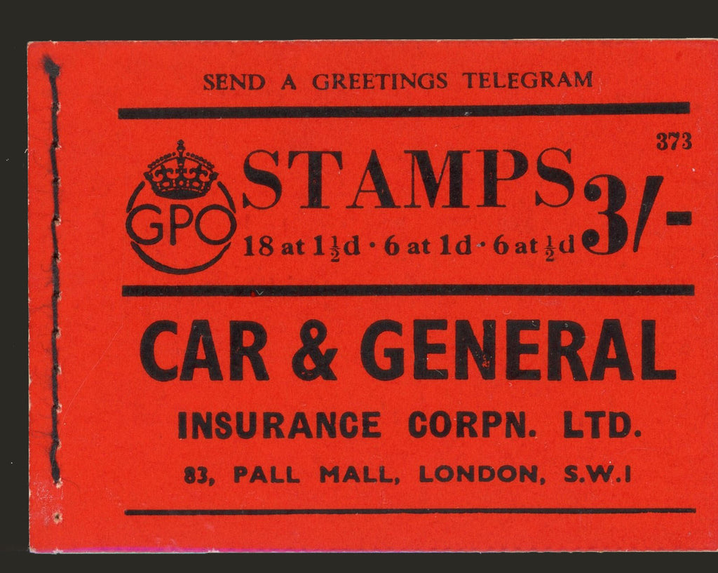GREAT BRITAIN 1938 3s Booklet (Edition No373), SG BD22