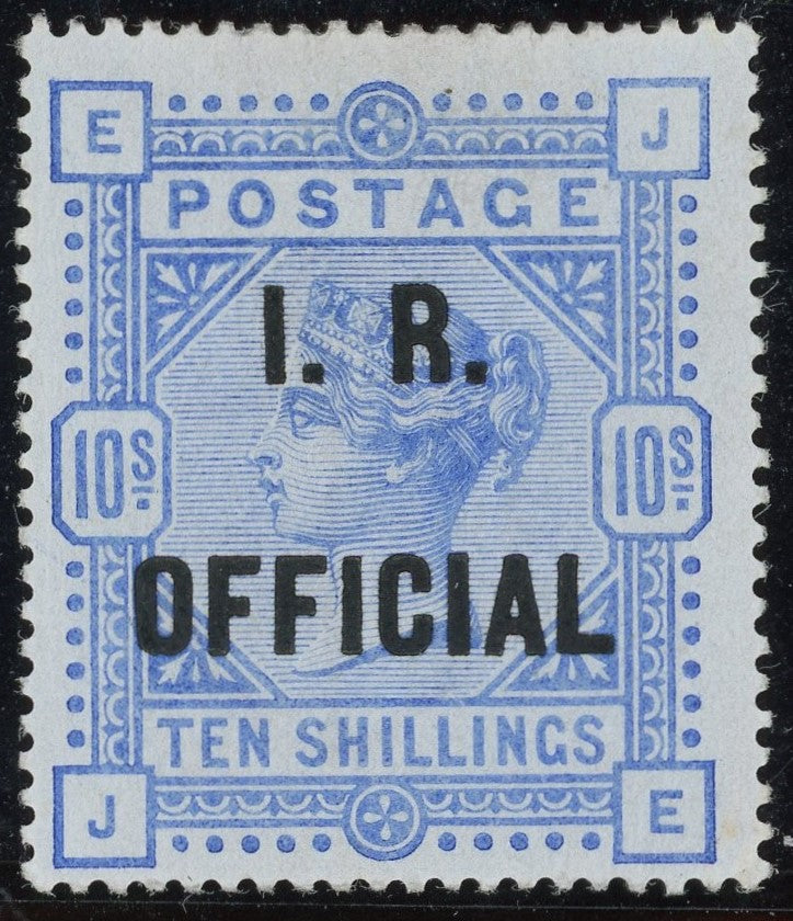 GREAT BRITAIN 1890 10s Ultramarine (White Paper, IR Official), SGO10