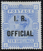 GREAT BRITAIN 1890 10s Ultramarine (White Paper, IR Official), SGO10
