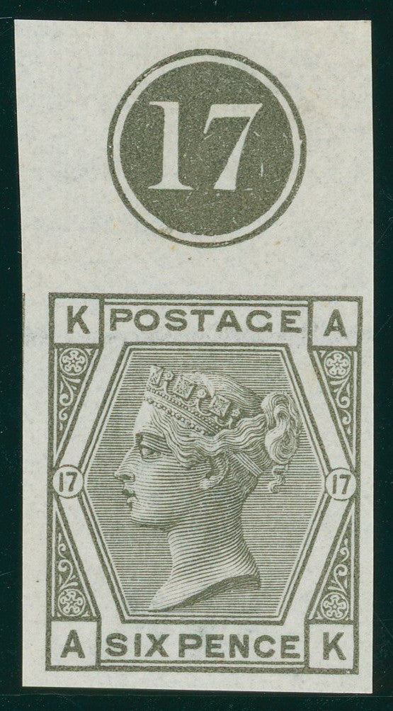 Great Britain 1880 6d grey Plate 17 imprimatur, SG147var