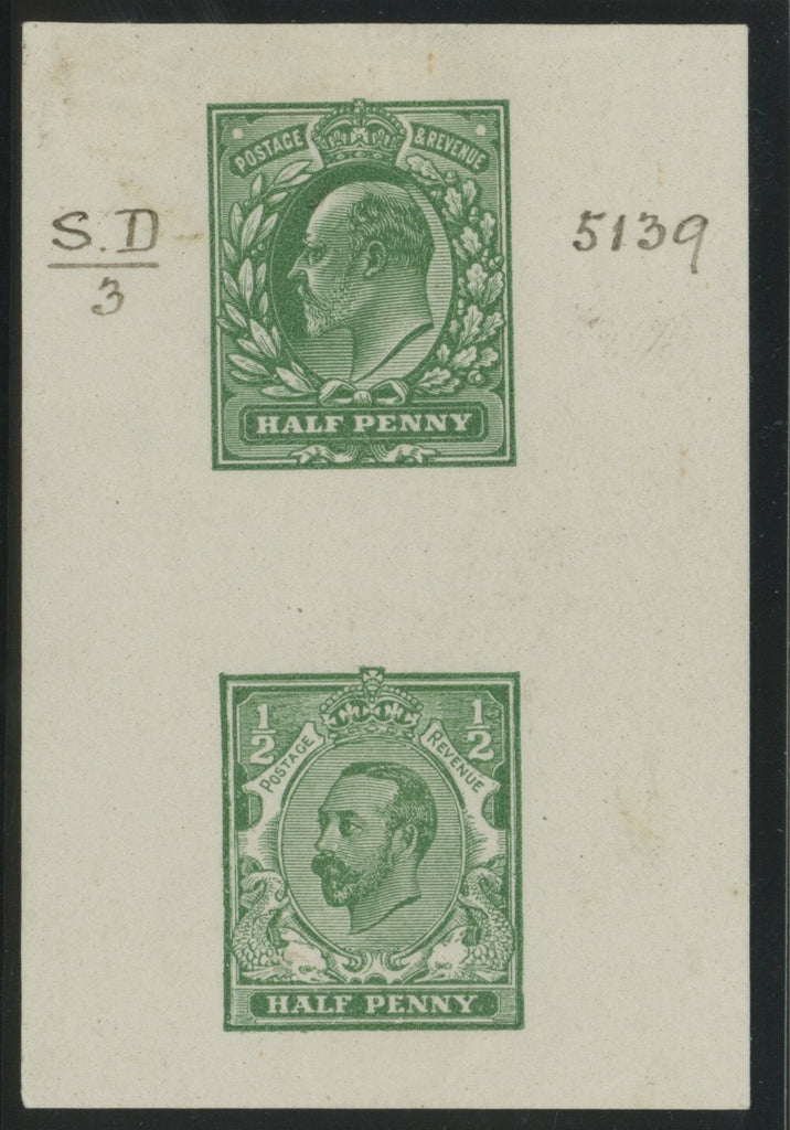 GREAT BRITAIN 1911 Unused 1/2d Green colour trials in Georgian colours, SG218var