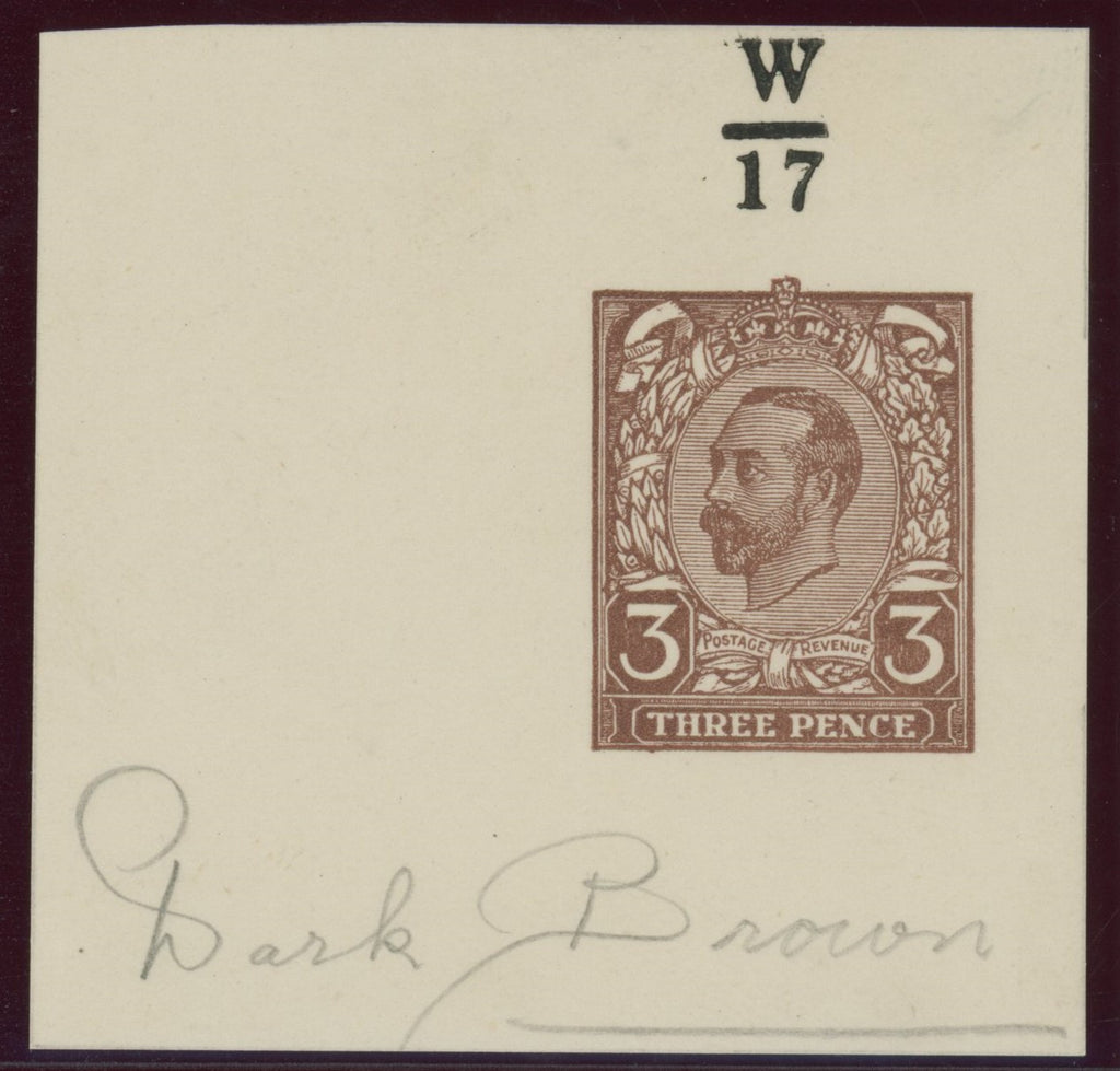 GREAT BRITAIN 1911 3d Hentschel essay (second proof), SG