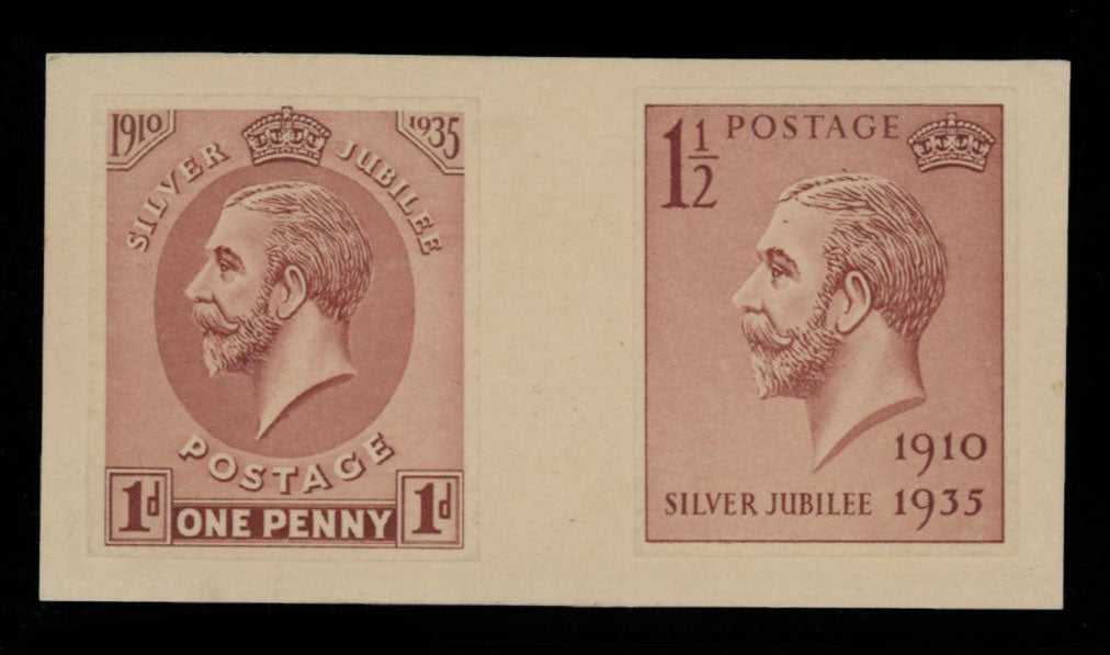 GREAT BRITAIN 1934 1d and 1 1/2d Silver Jubilee Essays (275 x 335mm), SG454/5var
