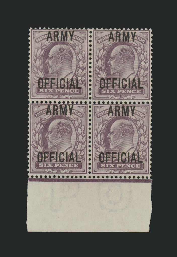 GREAT BRITAIN 1902 6d Pale dull purple (Army Official), SG O50