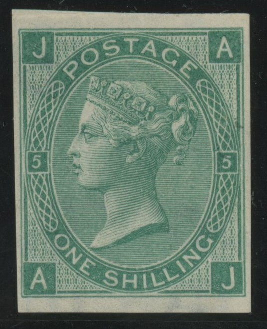 GREAT BRITAIN 1865 1s Green PI5 (Wmk Emblems), SG 101var PL5