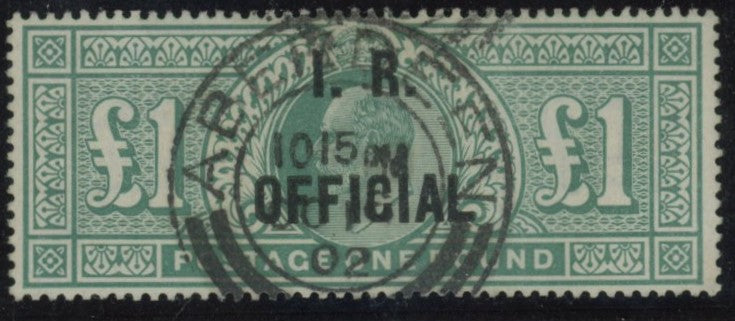 GREAT BRITAIN 1902 £1 Green (I.R. Official), SG027