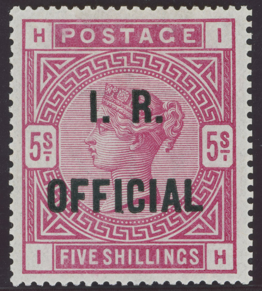 Great Britain 1890 5s rose on white paper, I.R. Official, SGO9