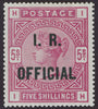 Great Britain 1890 5s rose on white paper, I.R. Official, SGO9