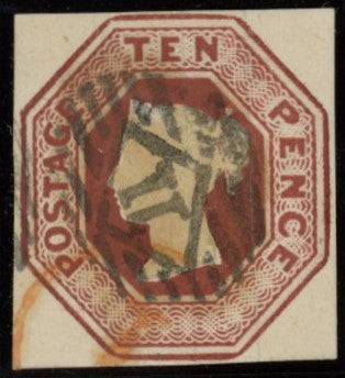 GREAT BRITAIN 1850 10d Deep Red Brown Die WW2, SG57var