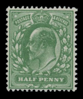 GREAT BRITAIN 1911 ½d Pale Bluish Green (Blotchy print), SG279var