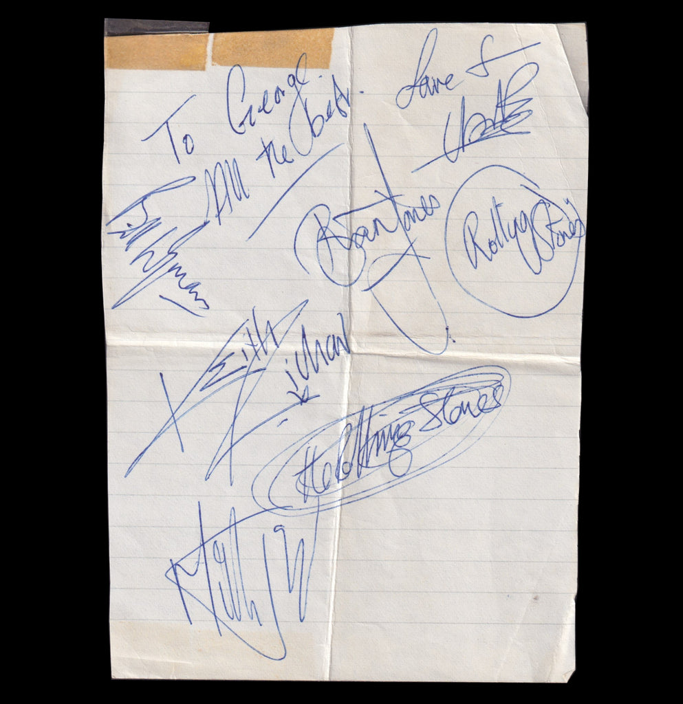 A set of Rolling Stones autographs signed in Jersey in August 1964.