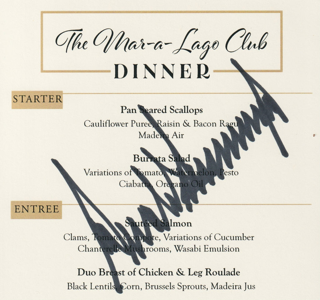 Donald Trump signed menu