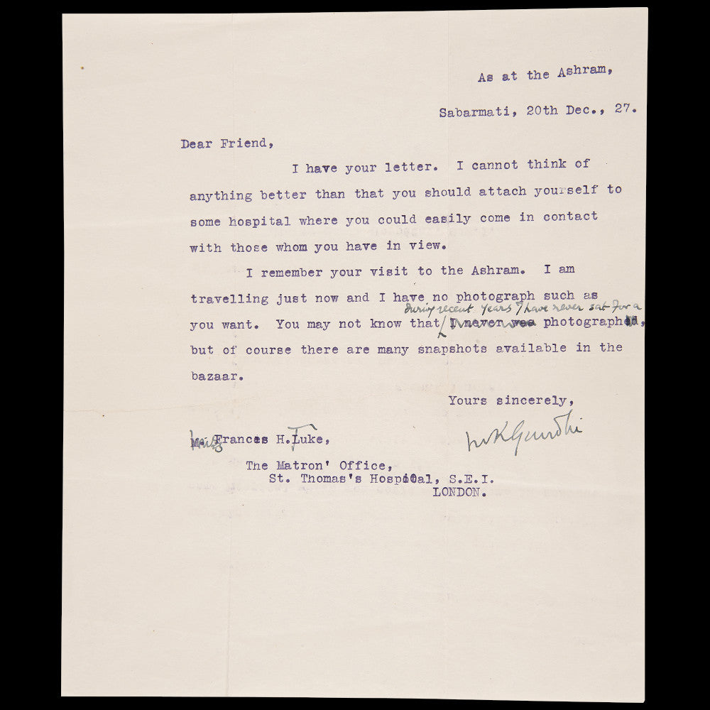 Mahatma Gandhi typed and signed letter