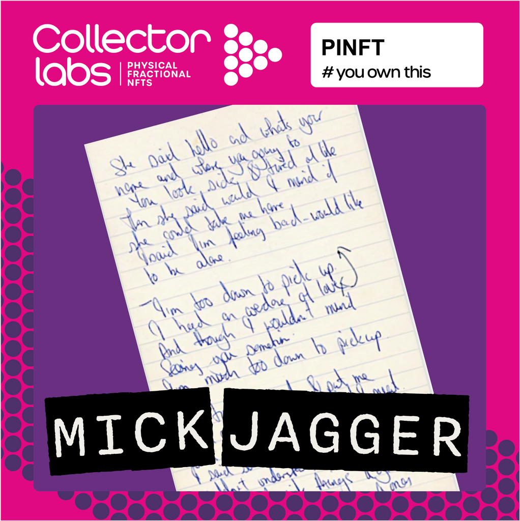 1/200 Fractional Ownership of Mick Jagger's handwritten Rolling Stones lyrics