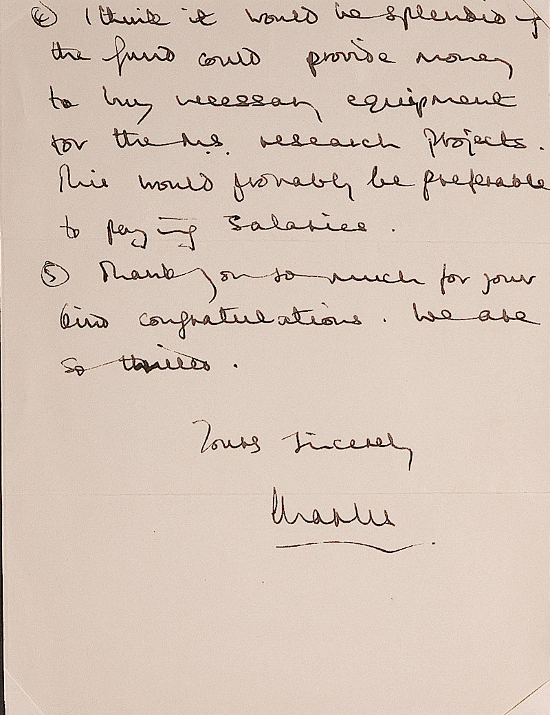 King Charles III handwritten and signed letter