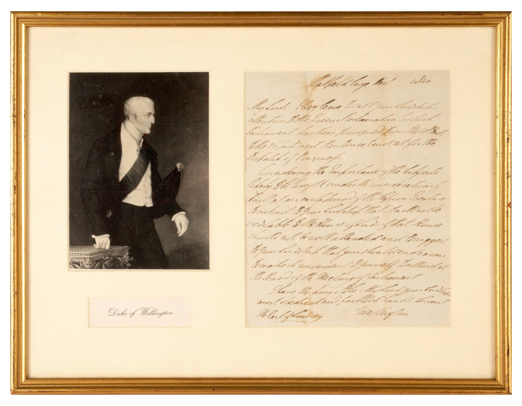 Duke of Wellington signed handwritten letter