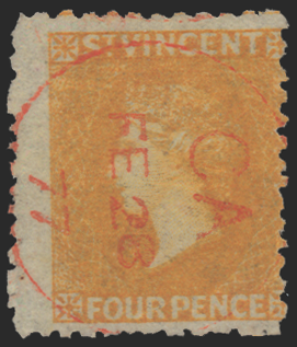 ST VINCENT 1869 4d yellow, SG12