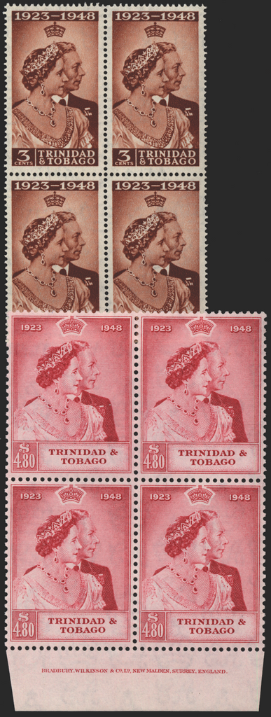 TRINIDAD & TOBAGO 1948 Royal Silver Wedding 3c and $4.80, SG259/60