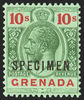 GRENADA 1913-22 10s emerald variety, Specimen, SG101as
