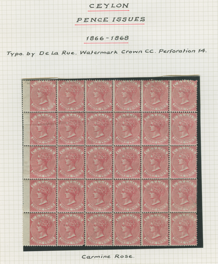 CEYLON 1866-68 3d carmine-rose, SG62