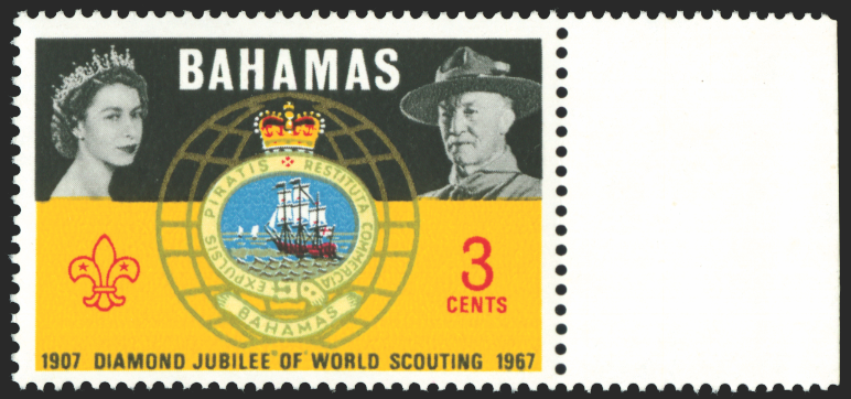 BAHAMAS 1967 Scouting 3c variety, SG310w
