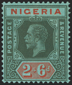 NIGERIA 1921-32 2s6d black and red/blue variety, SG27a