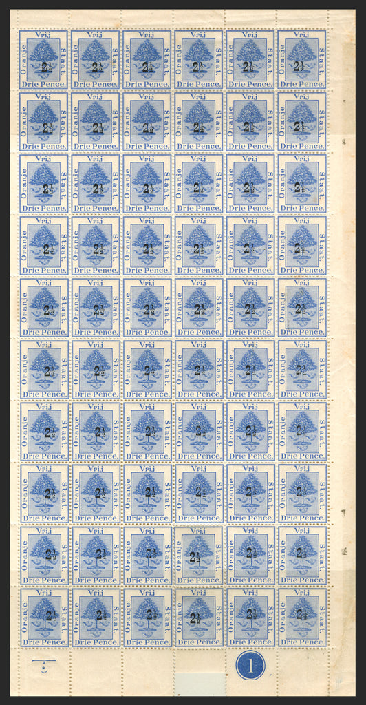 South Africa Orange Free State 1897 '2½' on 3d ultramarine, variety, SG83/a