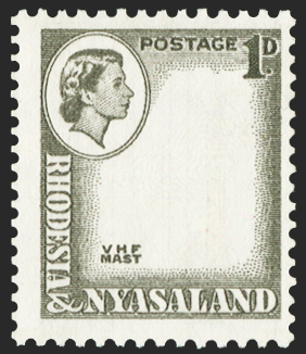 RHODESIA & NYASALAND 1959-62 1d (carmine-red and) grey-black error, SG19ac