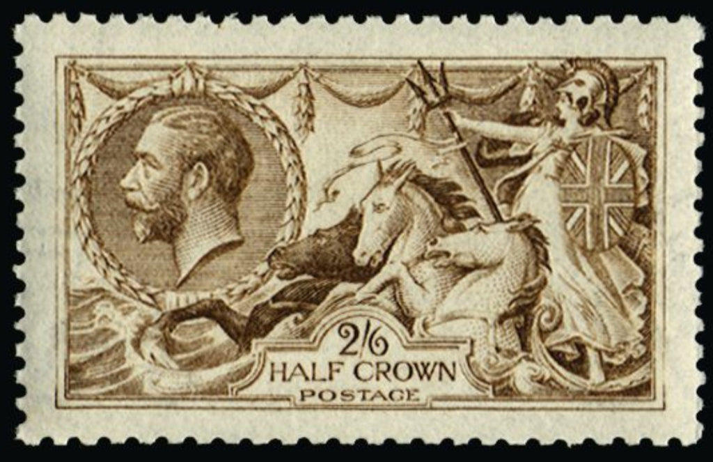 Great Britain 1915 King George V 2s6d yellow brown watermark reversed). SG406wi