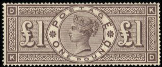 Great Britain 1884 Queen Victoria Surface Printed £1 brown-lilac, SG185.