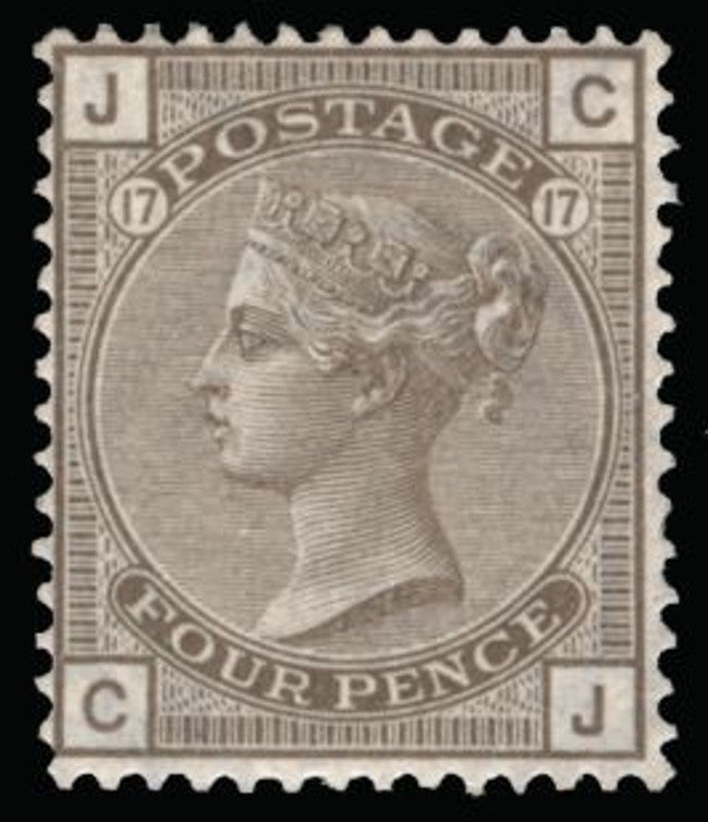 Great Britain 1880 4d grey brown plate 17 (watermark Garter), SG154