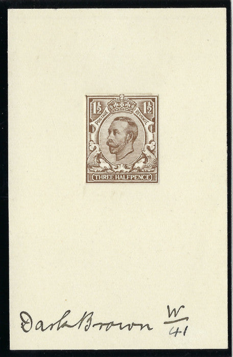 Great Britain 1911 3d engravers sketch die for unissued value (die 2 head)