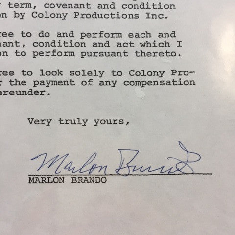 Marlon Brando Apocalypse Now signed letter