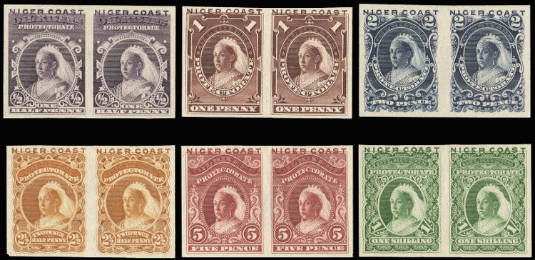Niger Coast 1894 (1 Jan) provisional issue with 'OIL RIVERS' obliterated, the set of 6 to 1s, PROOF SG45/50