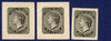 Turks Islands 1867 1d, 6d, 1s, die proofs, SG1/3