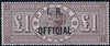 Great Britain 1890 £1 Brown-lilac (I.R. Official, watermark orbs).  SG O12var