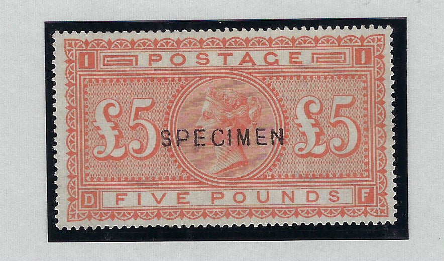 Great Britain 1882 £5 Orange (white paper) SG137s PL1