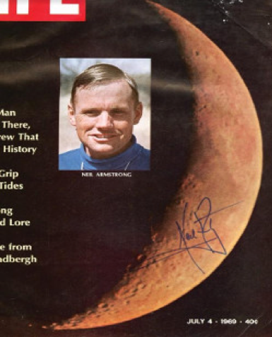 Neil Armstrong signed Life Magazine cover
