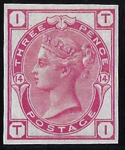 Great Britain 1874 3d rose plate 14 imprimatur, SG143var