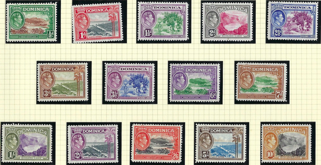 Dominica 1938 - 47 King George VI SG99/108a set of 14