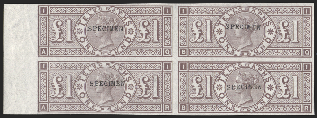 Great Britain 1877 £1 brown lilac Telegraphs, "SPECIMEN", SGT17var