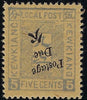 China 1896 (Shanghai) Kewkiang Local Post 5c slate-blue/yellow-ochre Postage Due error, SGD27a