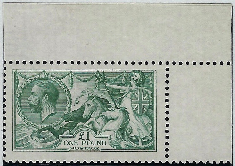 Great Britain 1913 £1 dull blue green "Seahorse", SG404