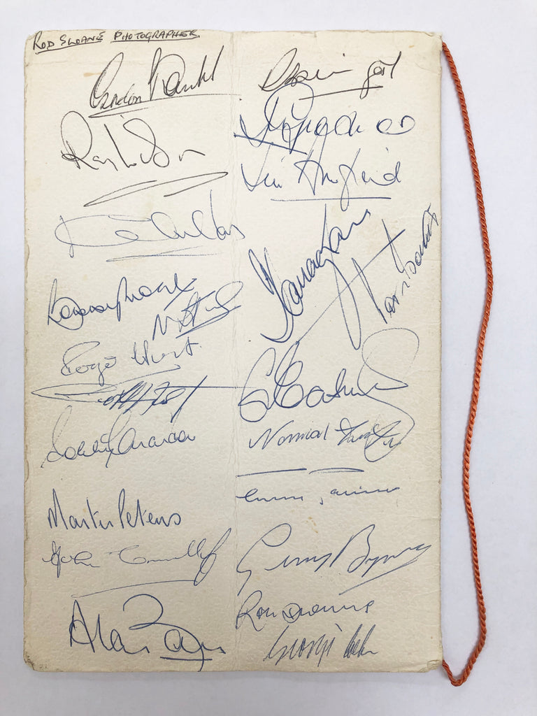 1966 England World Cup Squad Autographed Menu