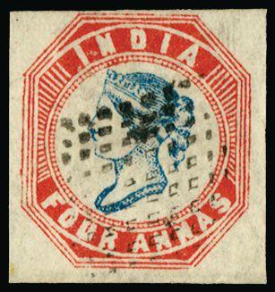 India 1854-55 4a blue and red SG23