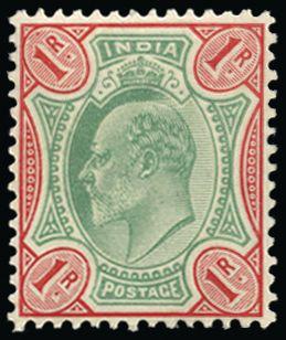 India 1902-11 1r green and scarlet SG137
